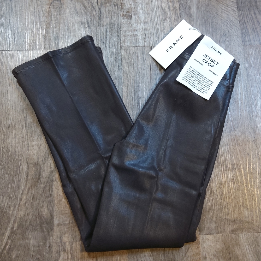FRAME DENIM Jetset Crop Mini Boot NWT in Espresso Coated - Picture 7 of 16